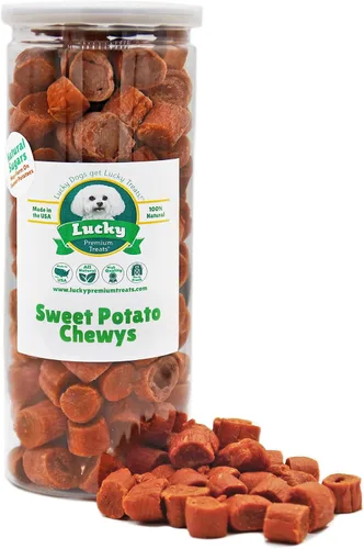 Miniatura 8 de Lucky Premium Treats Sweet Potato Chewys - Golosinas masticables para perros de tamaño de un bocado, grandes golosinas de entrenamiento para perros