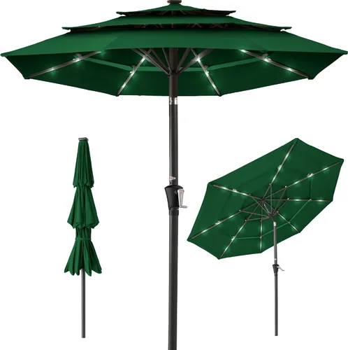 Miniatura 24 de Best Choice Products - Sombrilla solar de 10 pies de 3 niveles para patio, sombrilla de sol para exteriores, mercado, patio trasero, terraza, junto