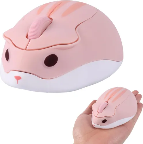Miniatura 9 de Ratón inalámbrico Bluetooth lindo ratón de hámster de dibujos animados con receptor USB 2.4 GHz y Bluetooth modo dual silencioso Kawaii USB