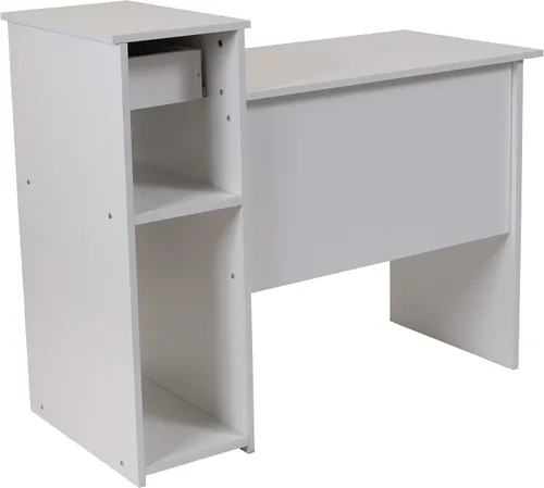Miniatura 6 de BizChair Escritorio blanco para computadora con estantes y cajón