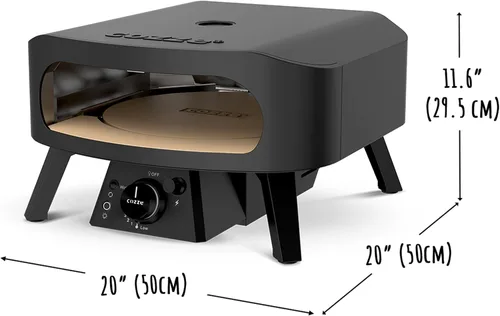 Miniatura 7 de Cozze Horno de pizza de gas de 13 pulgadas con piedra giratoria para pizza fácil estilo restaurante en casa – Quemador triple, termómetro integrado