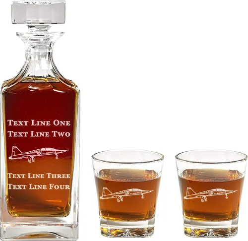 Juego de decantador T38 Talon – Decantador grabado de 30.4 fl oz con avión T38 Talon – Regalo de jubilación, regalo para promoción, regalo único –