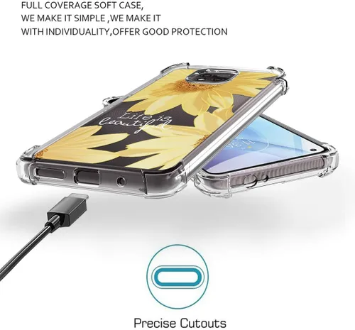 Miniatura 6 de Osophter Funda para Moto G Power 2021, diseño floral floral para niñas y mujeres, absorción de golpes, flexible de goma TPU para Motorola G Power