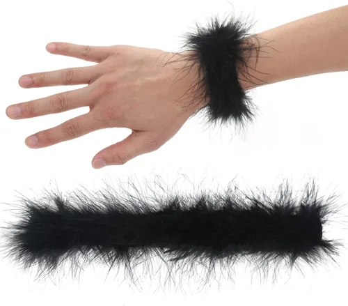 Miniatura 4 de Cooluckday 2 pulseras de plumas para mujer, reloj de palmadas, círculo, anillo de palmada, decoración de muñeca, mangas de puño, brazalete