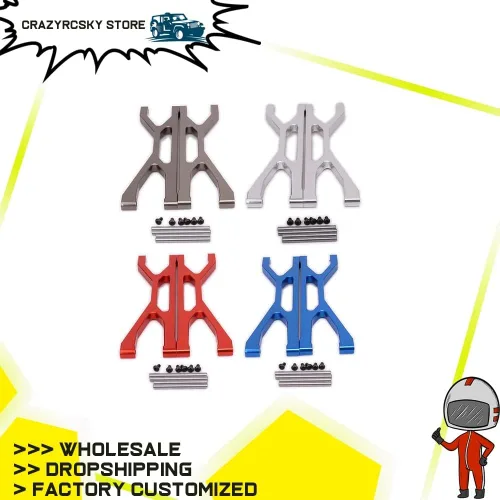 RCAWD Front Upper Suspension Arm Left Right A-Arm 7729 for Rc Hobby Car 1/6 TRAXS X-maX 1/5 CNC Alloy Aluminum 6061-T6 - (Color: Titanium)