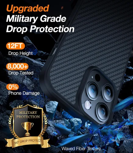 Miniatura 4 de TORRAS Funda Magnética Mejorada Más Fuerte para iPhone 14 Pro, 12 pies de grado militar probada contra caídas, compatible con MagSafe, resistente a