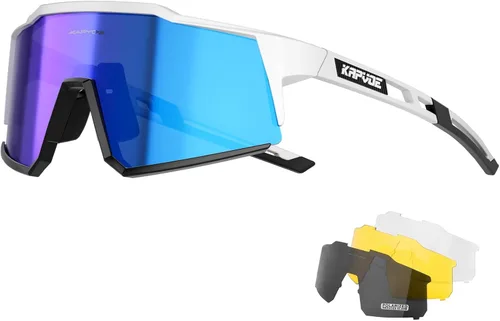 KAPVOE Gafas polarizadas con 1 lente o 4 lentes de protección UV para mujeres y hombres, gafas de sol para ciclismo, marco TR90, para deportes en