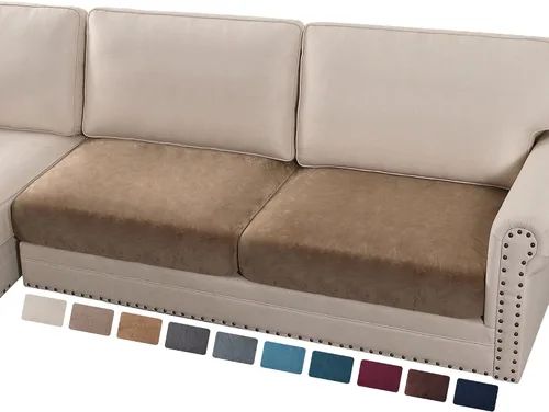 PrinceDeco Funda de cojín de terciopelo suave y elástica para silla, sofá biplaza o sofá, protector de muebles, cojín de asiento (2 fundas de cojín