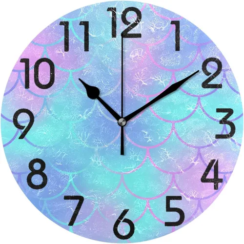 Miniatura 15 de Naanle Elegante reloj de pared redondo con estampado de bandera de Canadá, 9.5 pulgadas, funciona con pilas, reloj de escritorio analógico Coral