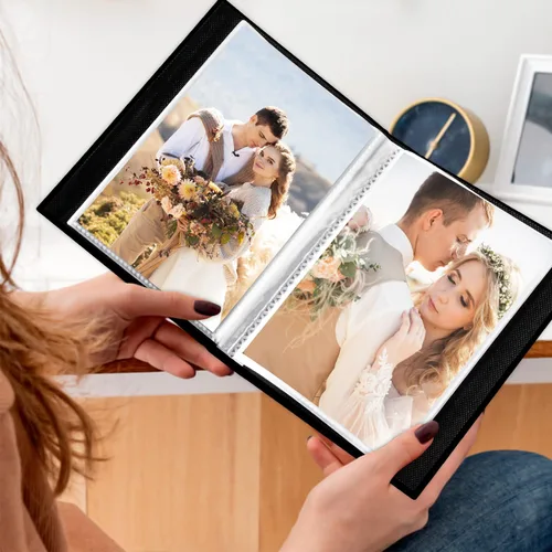 Miniatura 5 de Lanpn Álbum de Fotos de Boda 4x6 pulgadas 2 Paquetes, Cada Paquete Contiene 50 Fotos, Bolsillos Deslizantes Mini Álbumes de Fotos de Boda de Lino