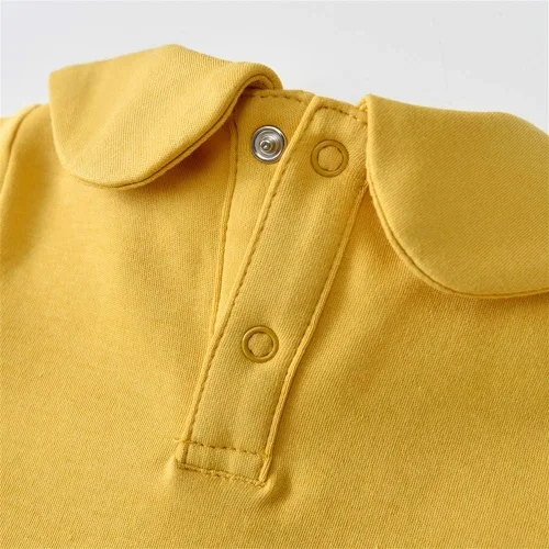 Miniatura 9 de Auro Mesa Enterizo unisex de algodón de manga larga para bebé recién nacido, cuello Peter Pan sólido, conjunto de overol