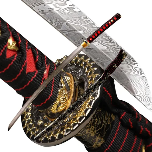 Miniatura 18 de Espada Katana Japonesa Samurai Hecha a Mano con Saya de Madera de Rayskin Dura, Puede Cortar Bambú