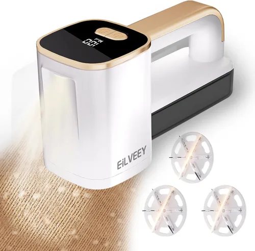 EiLVEEY Removedor de pelusa recargable, removedor de pelusa para afeitadora de tela, afeitadoras de suéter con hojas de 6 hojas, pantalla LED