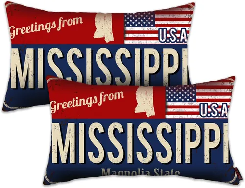Miniatura 9 de Juego de 2 fundas de almohada de Florida de 12 x 20 pulgadas, decoración de recuerdo de Florida, funda de almohada lumbar con diseño de bandera