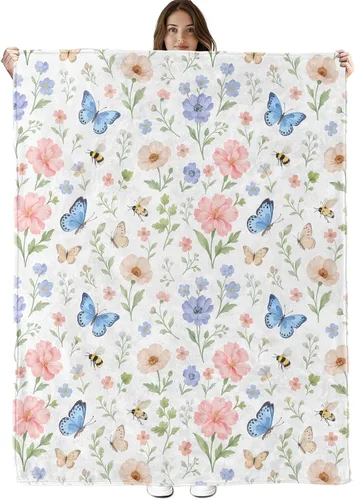 Miniatura 10 de Bonita manta de bulldog francés, ligera, acogedora y colorida con anillos flotantes, manta de regalo para mujeres y niñas, 40 x 50 pulgadas, manta