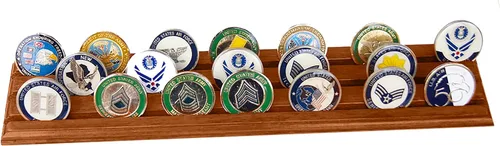 Miniatura 2 de DECOMIL, exhibidor con ranuras para monedas militares (castaño)