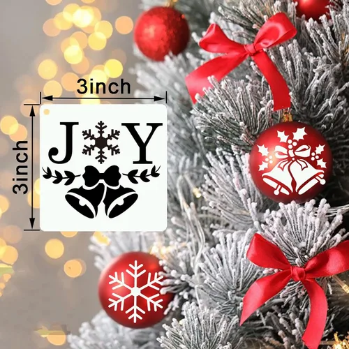 Miniatura 2 de YEAJON 25 plantillas pequeñas de Navidad de 3 x 3 pulgadas para pintar en madera, tela, papel, ventanas, tarjetas, adornos de bricolaje, plantillas