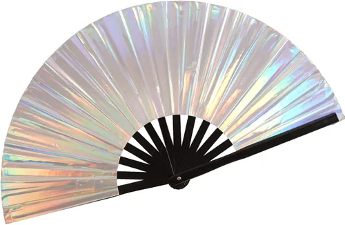 Ventilador holográfico para rave, fanático del orgullo y ventilador de festivales, ventilador plegable grande para festivales, Halloween, burlesque,
