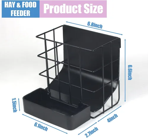 Miniatura 2 de Comedero de Heno para Conejos Comedero de Heno para Conejillos de Indias, Soporte de Heno y Alimentos con Gancho Marco de Metal Resistente Estante