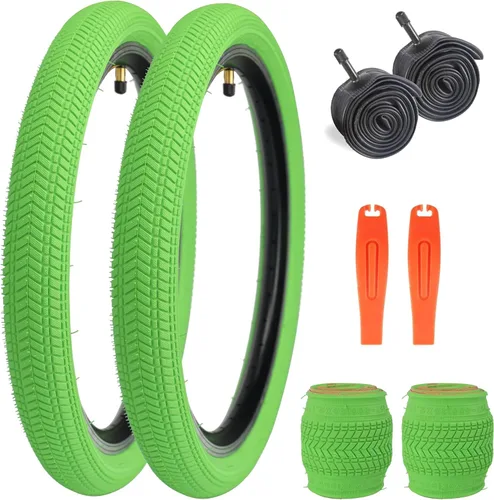 Miniatura 19 de Neumático de bicicleta de 14, 16, 20, 24, 26 x 2.125, paquete de 2 neumáticos de bicicleta para niños, neumáticos de repuesto plegables para la Rojo