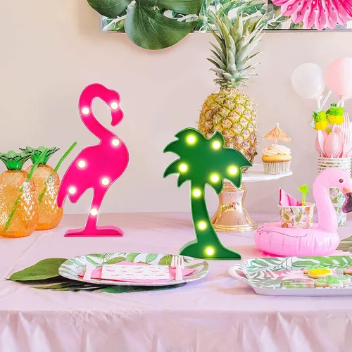 Miniatura 6 de AceList Tropical Luau Party Supplies Flamingos Palm Trees Sign Light para decoración de fiesta temática hawaiana cumpleaños dormitorio decoración