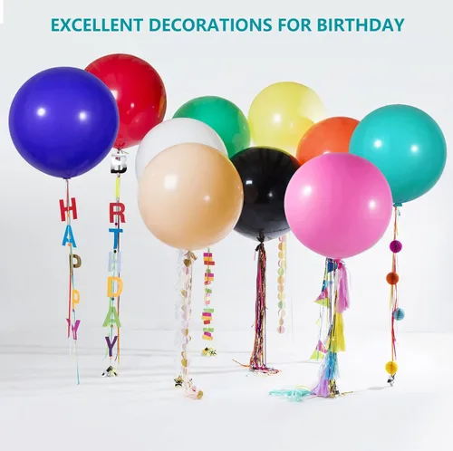 Miniatura 4 de 15 globos grandes de 24 pulgadas, globos surtidos grandes, de látex grueso, resistente, redondos, grandes, gigantes, grandes, grandes, grandes