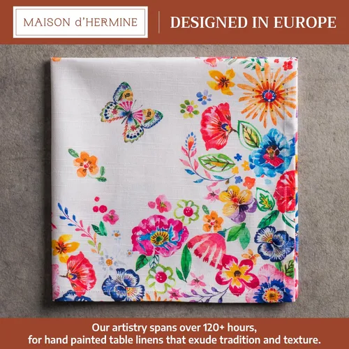 Miniatura 2 de Maison d' Hermine Happy Florals - Juego de 4 servilletas 100% algodón suave y cómodo perfectas para cenas familiares, bodas, fiestas de cóctel, 063