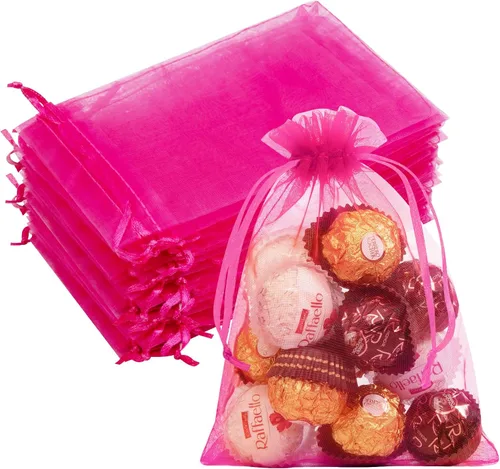 Miniatura 39 de Bolsas de organza de 3x4 pulgadas, 50 paquetes de pequeñas bolsas de regalo de malla con cordón, bolsas de muestra para fiesta, boda, baby shower