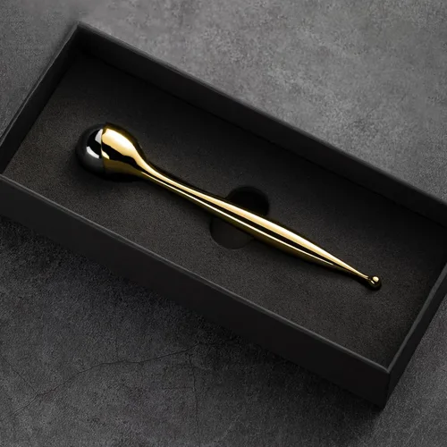 Miniatura 8 de LISAPACK Varita de rodillo de crema de ojos de metal, masaje facial, masajeador facial para aplicador, reduce la hinchazón (dorado)