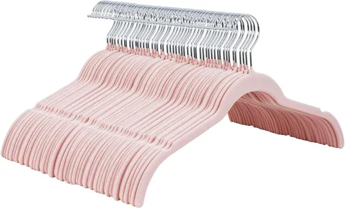 Miniatura 9 de ManGotree Perchas de terciopelo para mujer, perchas de 16.5 pulgadas con ranura para el hombro, perchas antideslizantes para ropa de vestir