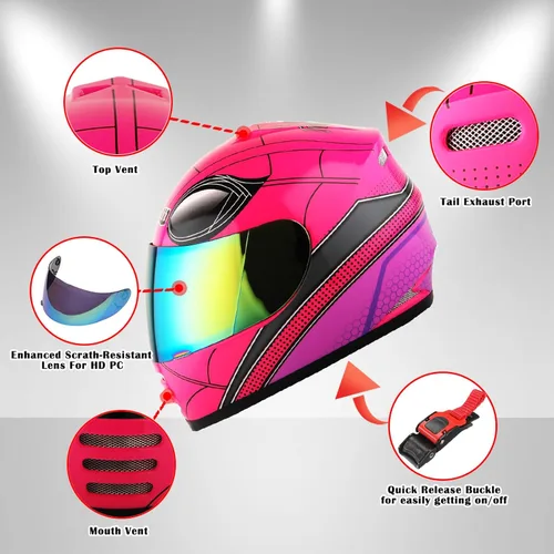 Miniatura 4 de WOW Casco integral para motocicleta, bicicleta urbana BMX MX para niños: HKYB15