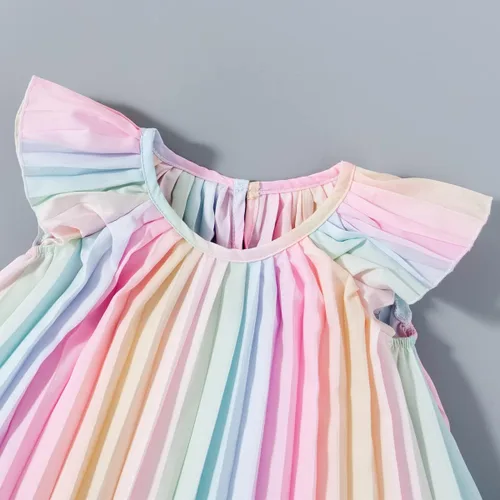 Miniatura 5 de MILKI RABBIT Vestido plisado con mangas volteadas y colores colores pastel arcoíris