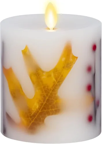 Miniatura 12 de Luminara Vela LED sin llama, de cambray suave, incrustada en concha y estrella de mar, pilar de llama móvil, cera real sin perfume con borde