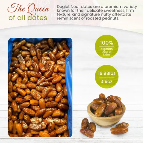 Miniatura 3 de Dátiles orgánicos sin hueso 100% deglet noor argelino Certificado orgánico, sin OMG, vegano, kosher, naturalmente dulce y sin gluten, sin azúcar