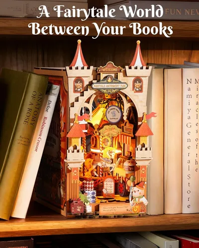 Miniatura 7 de Rolife - Kit de rincón de libros con luces que fluyen y alimentación Type-C - Parque de atracciones de cuento de hadas TGB17 - Kit de casa