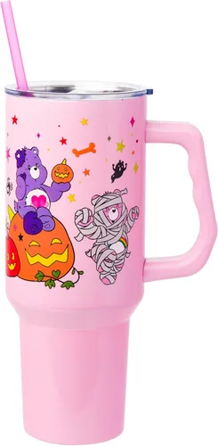 Miniatura 26 de Silver Buffalo - Vaso de acero inoxidable Sanrio Hello Kitty con flores de primavera y verano y rayas arcoíris, con asa y popote, compatible