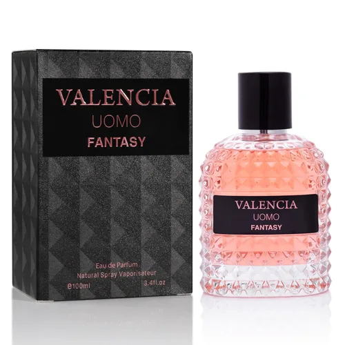 Valencia UOMO Fantasy Men EDP - Fragancia picante y amaderada - Notas de salida de manzana roja dulce, cardamomo y bergamota de Calabria - Aroma