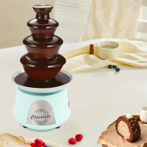 Miniatura 8 de Máquina eléctrica de fuente de chocolate, fuente de fondue de acero inoxidable de 4 niveles con varilla en espiral, capacidad de 2.2 libras