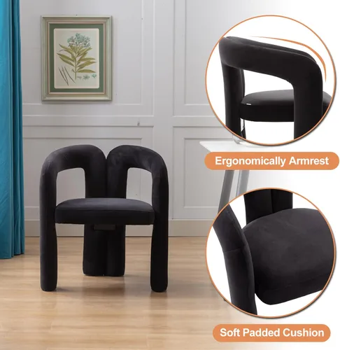 Miniatura 7 de Modernas sillas de comedor de terciopelo tapizadas, con respaldo curvado, cómoda silla auxiliar para cocina, comedor, sala de estar