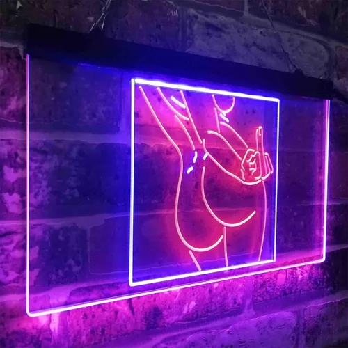 Miniatura 3 de ADVPRO Bad Bitch Middle Finger FXXK Girl Room - Letrero de neón LED de doble color, azul y rojo, 12 x 8 pulgadas st6s32-i3799-br