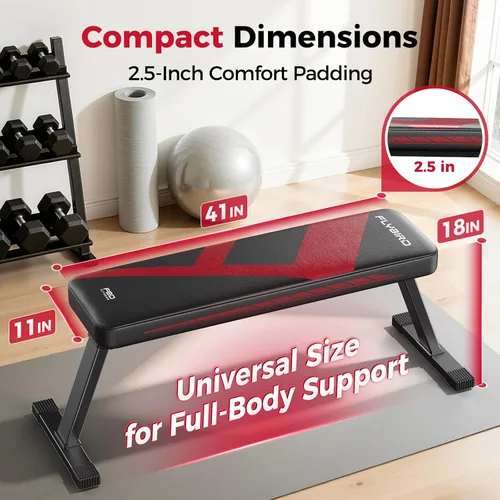 Miniatura 4 de FLYBIRD Foldable Flat Weight Bench for Home Gym, 600/1000 lbs Capacity with Dual Locking for Strength Training, Easy Setup & Storage for Small