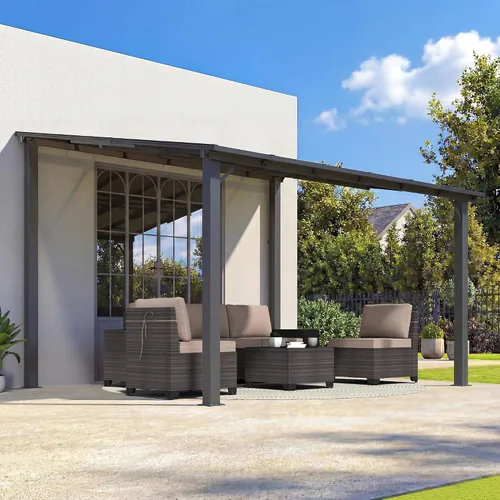 Miniatura 11 de Gotland Gazebo de 10 pies x 12 pies inclinado a la glorieta, gazebo 3 en 1 para exteriores con techo inclinado, kiosco montado en la pared
