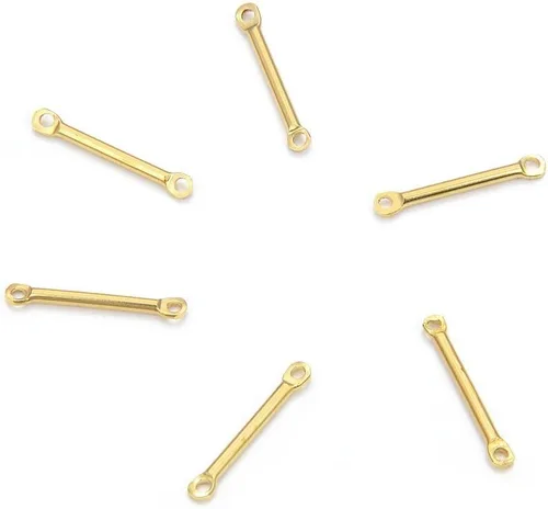 Adabele - 200 piezas de latón crudo con 2 agujeros de barra de 0.59 pulgadas (0.591 in), conector geométrico fino sin placa/sin recubrimiento para