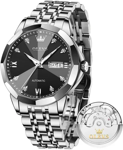 Miniatura 12 de OLEVS Relojes para hombre, de lujo, para negocios, analógicos, de cuarzo, relojes de pulsera para hombre con correa de malla de acero inoxidable