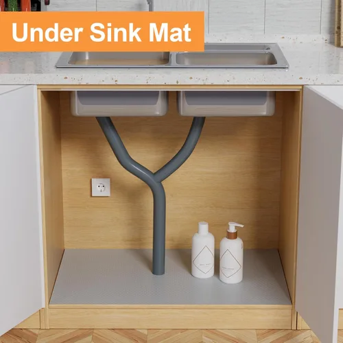 Miniatura 3 de FLPMIX Revestimientos de estantes para armarios negros: tapete impermeable para cajones de cocina, no adhesivo, fácil de cortar, revestimiento