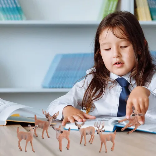 Miniatura 6 de Juego de animales salvajes del bosque, juego de figuras de ciervos de cola blanca, juguetes de decoración de escena de Navidad, accesorios