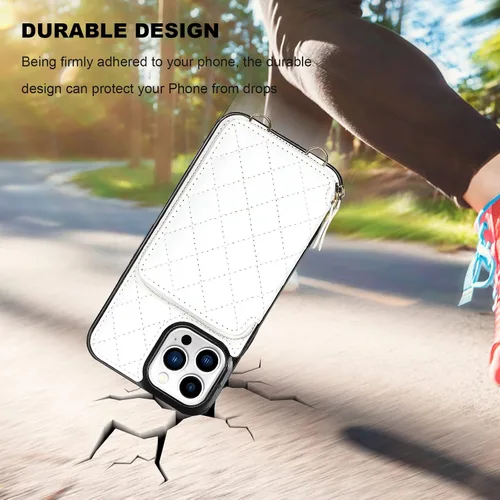 Miniatura 8 de Funda tipo cartera Bocasal para iPhone 13 Pro Max, cartera de mano de cuero PU con bloqueo RFID y cierre de cremallera, funda tipo folio con soporte