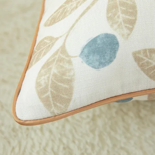 Miniatura 7 de VOGOL - Funda de almohada texturizada de lino, 18 x 18 pulgadas, estilo granja, para sofá, cama y habitación, con diseño de pájaros y hojas beige