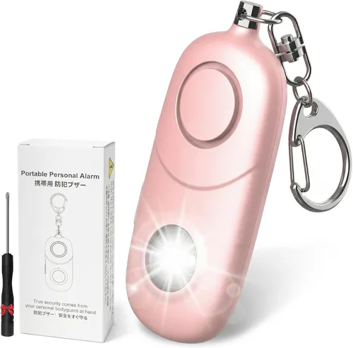 Miniatura 18 de Alarma personal para mujeres, llavero de alarma: Qoosea 135dB llavero de emergencia sirena con luz estroboscópica sirena fuerte para mujeres, niños
