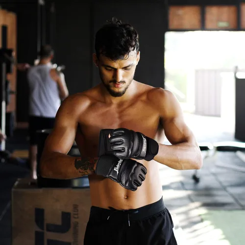 Miniatura 2 de Xinluying Saco de boxeo artes marciales mixtas Sparring Grappling Muay Thai Taekwondo entrenamiento guantes de piel sintética – Muñequeras Negro